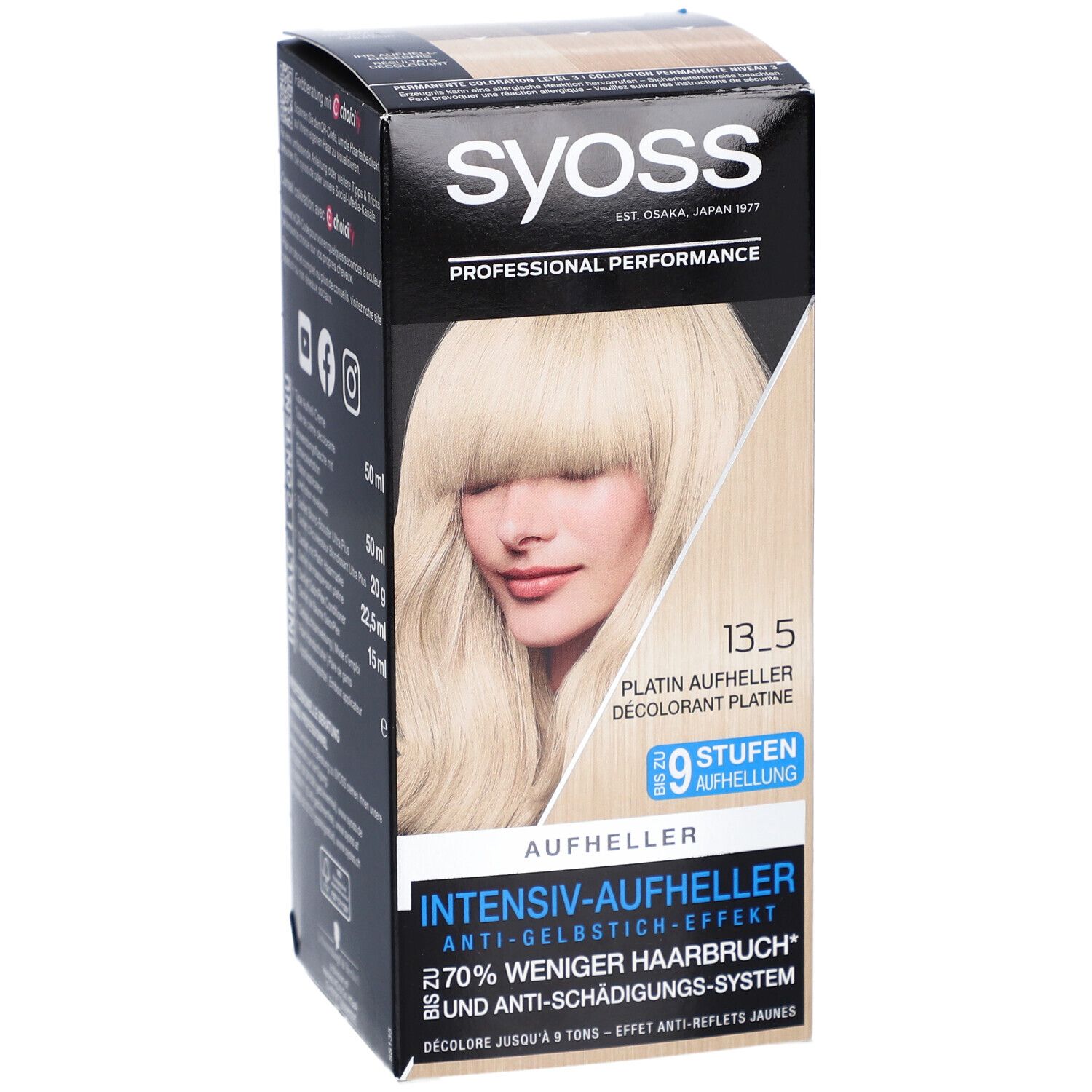 Syoss® Eclaircissant pour cheveux 13_5 Platin - Blond intense, froid, sans reflets jaunes