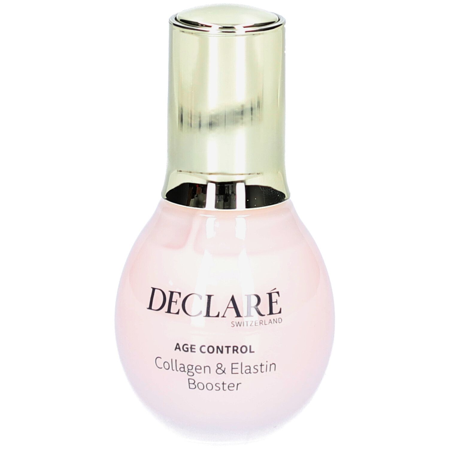 Roze fles met gouden dop. DECLARÉ, AGE CONTROL, Collagen & Elastin Booster. Zwitsers product.