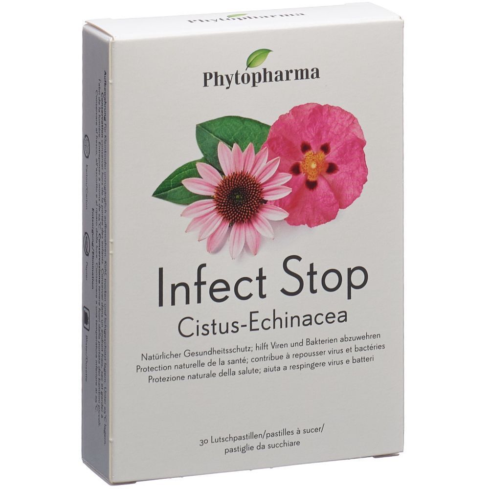 Boîte Phytopharma Infect Stop Cistus-Echinacea pastilles à sucer, 30 pièces.