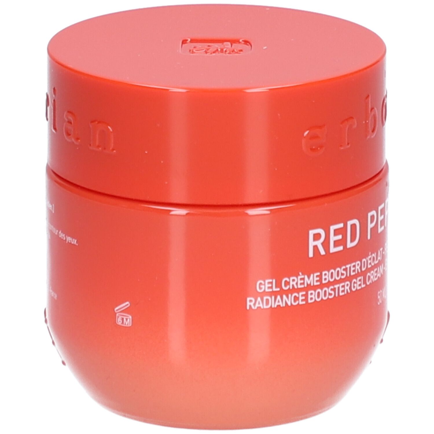 Pot rouge de crème pour le visage Erborian Red Pepper Pulp, 50 ml, couvercle ouvert.