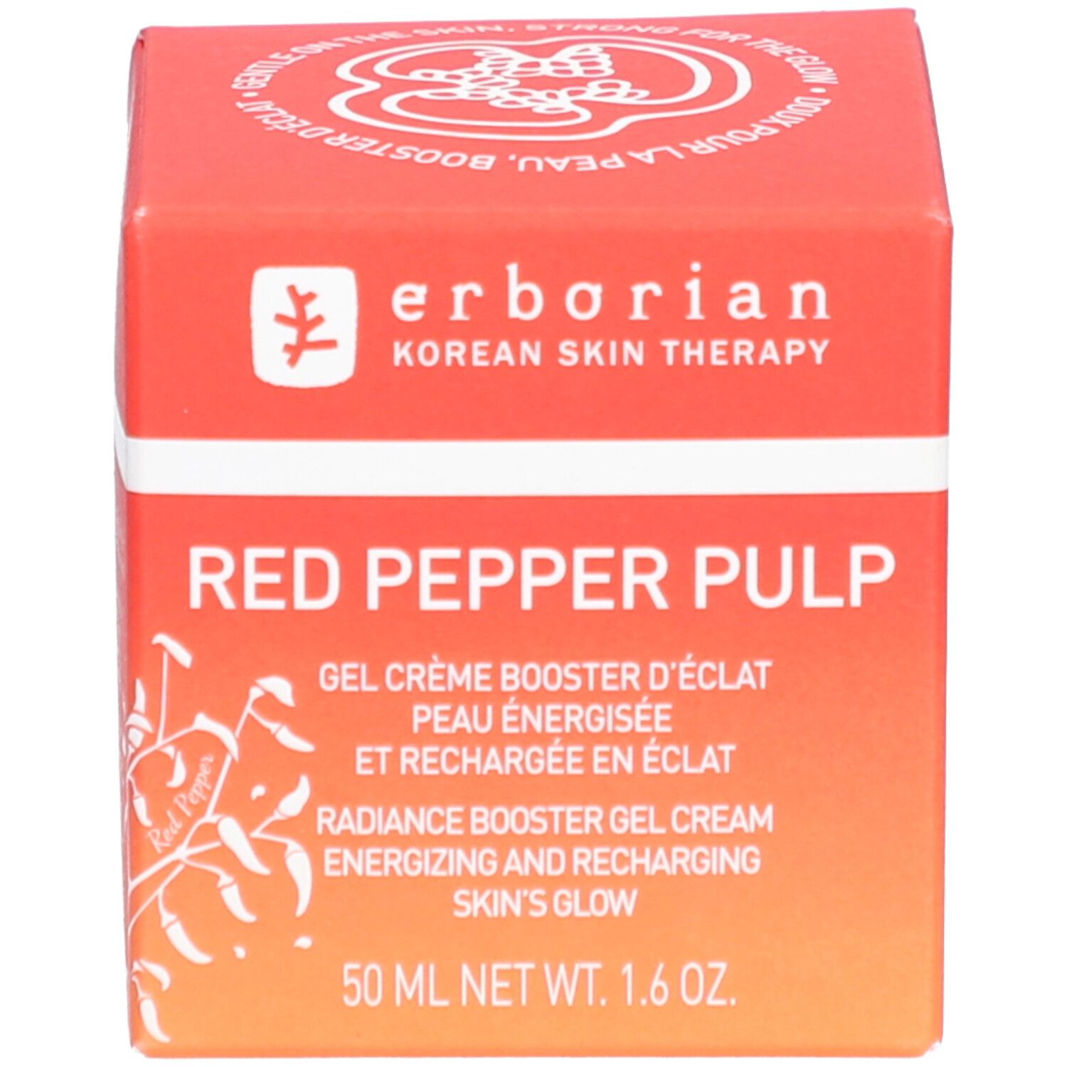 Boîte rouge de crème pour le visage Erborian Red Pepper Pulp, 50 ml.