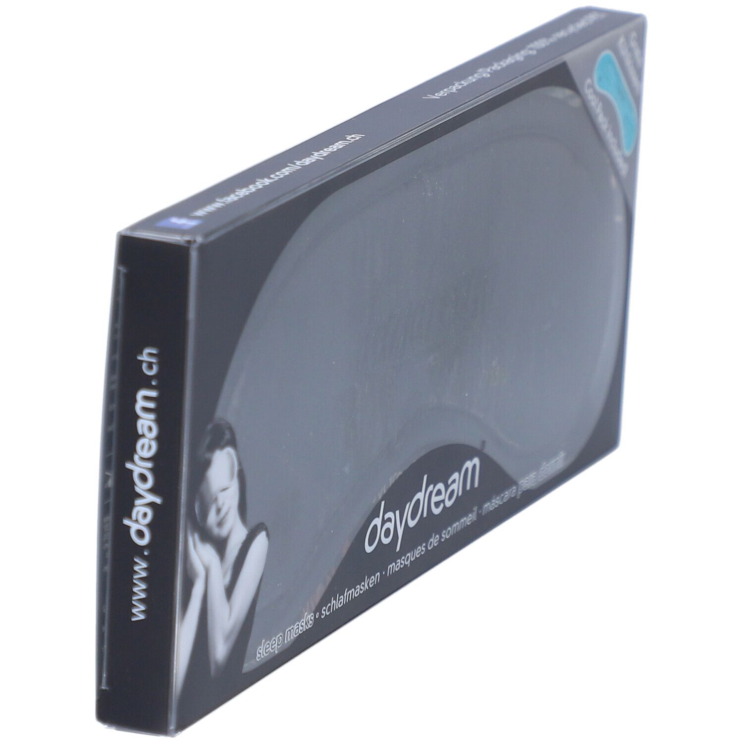 Emballage du masque de sommeil daydream® avec coussin rafraîchissant, vue latérale.