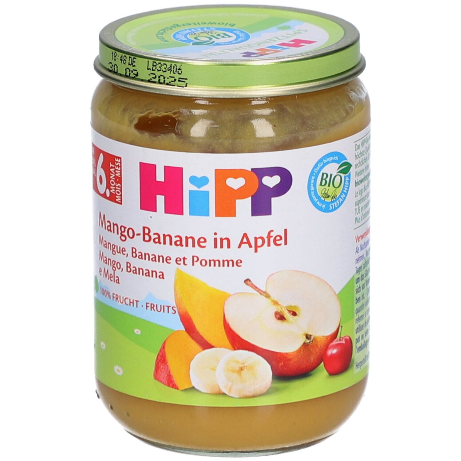 HiPP Mango-Banaan met Appel babyvoeding in pot. Met Bio-keurmerk.