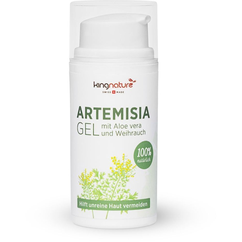 Gel Artemisia à l'Aloe Vera et à l'Encens dans un flacon pompe blanc.