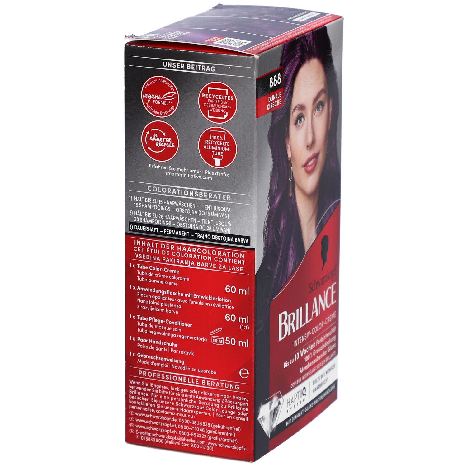 Schwarzkopf Brillance coloration 888 donkere kers