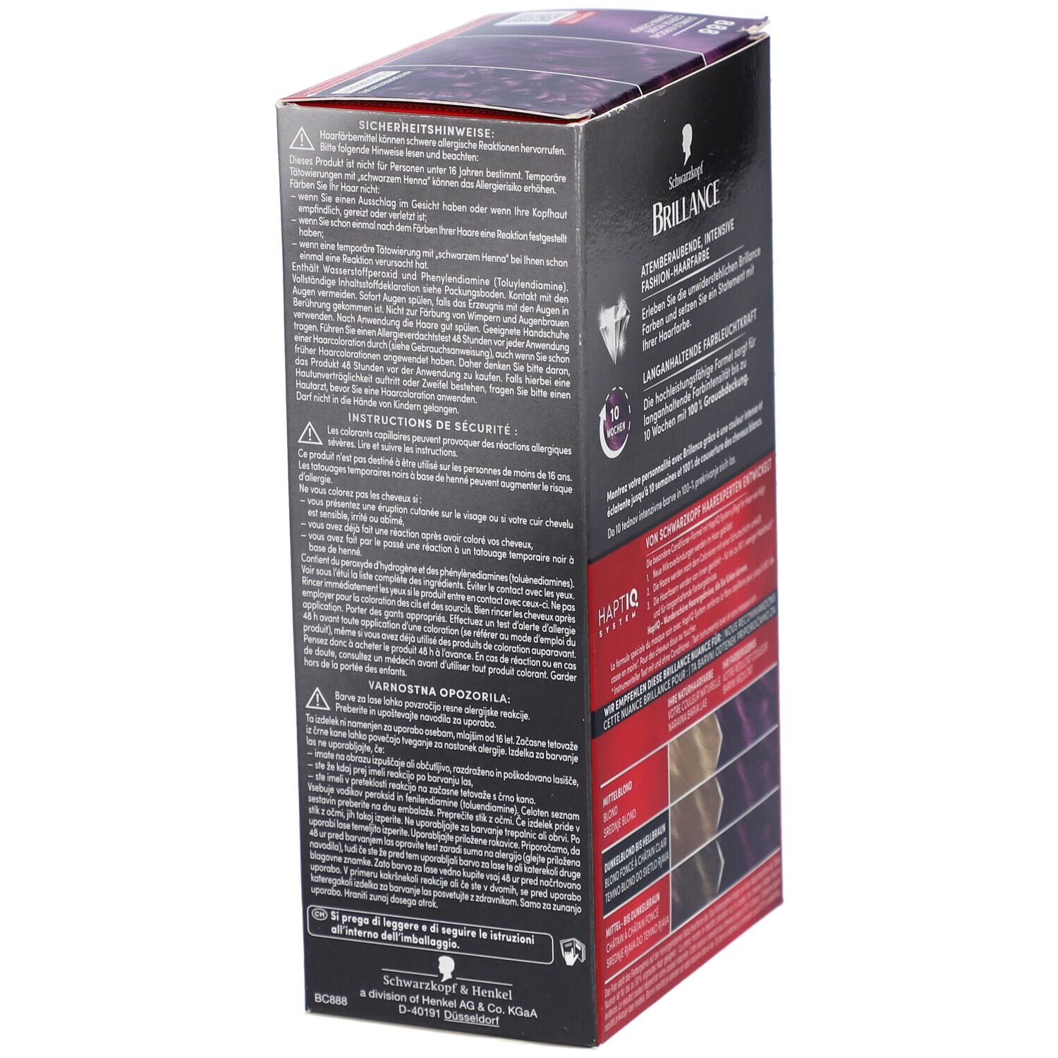 Schwarzkopf Brillance coloration 888 donkere kers