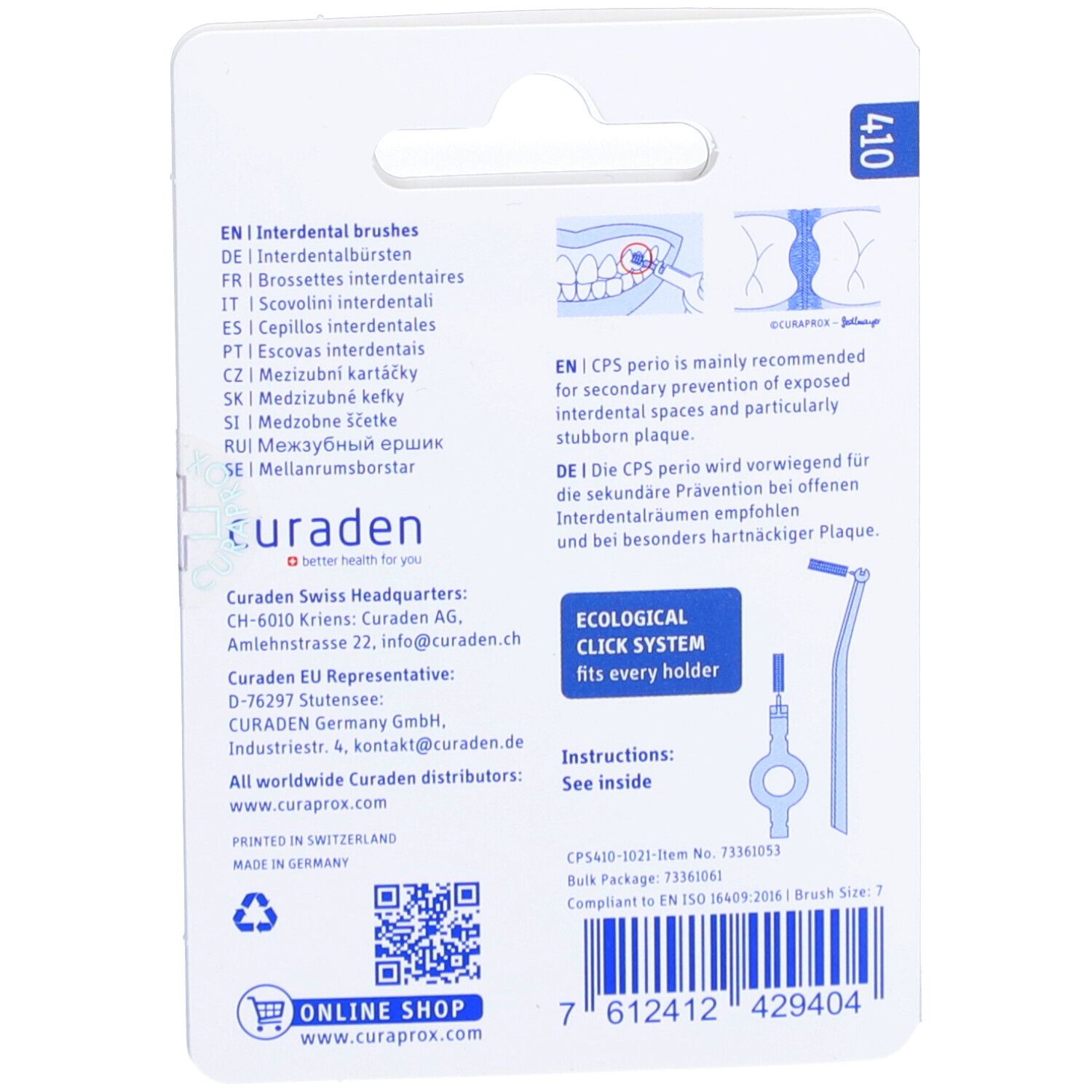 Curaprox CPS 410 start brossettes interdentaires