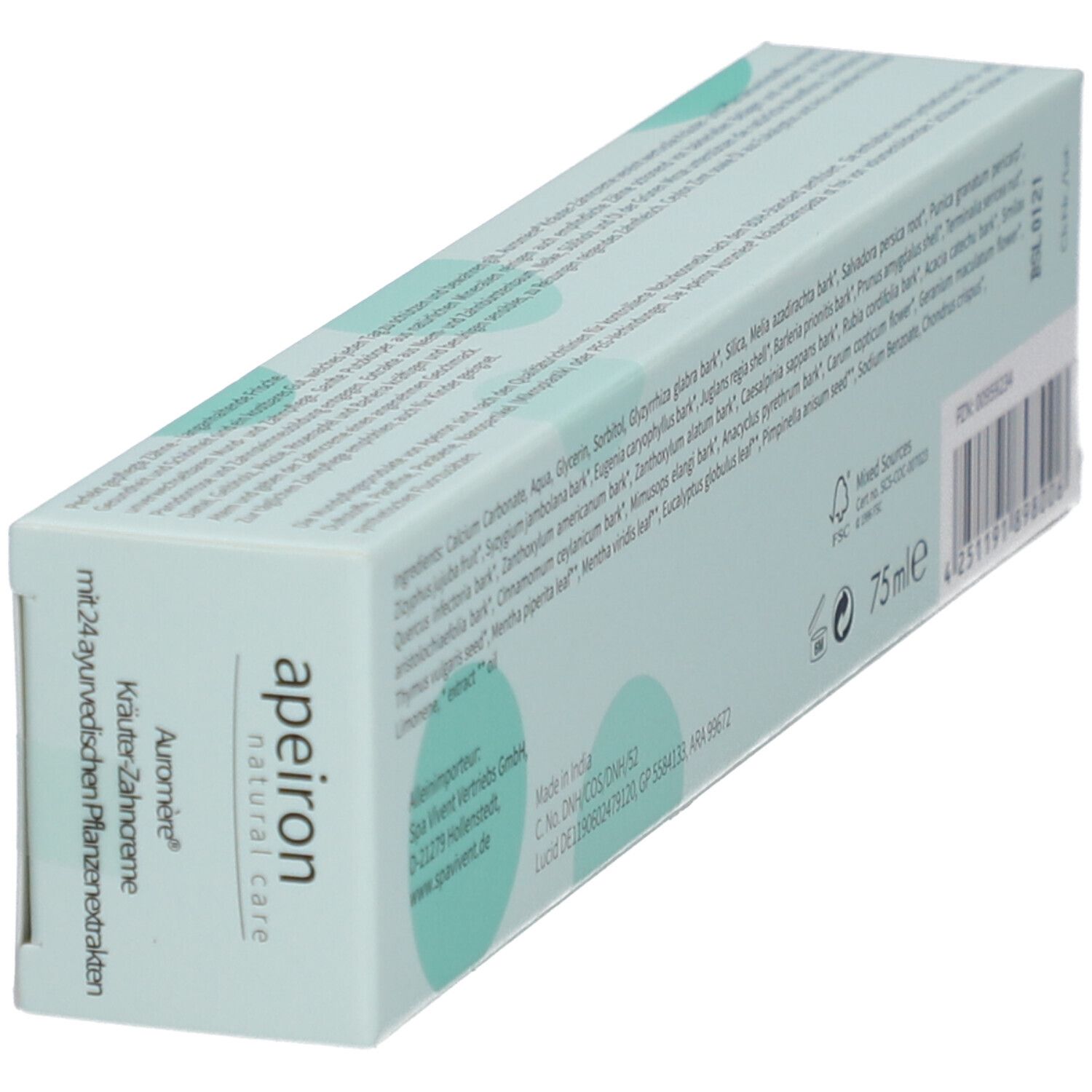 Apeiron Aurumere Soin dentaire aux herbes avec 24 extraits de plantes ayurvédiques, 75ml.
