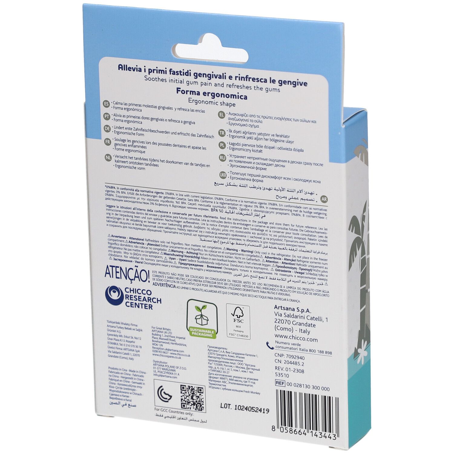 CHICCO Anneau de Dentition Verse Relax Cactus 4m +