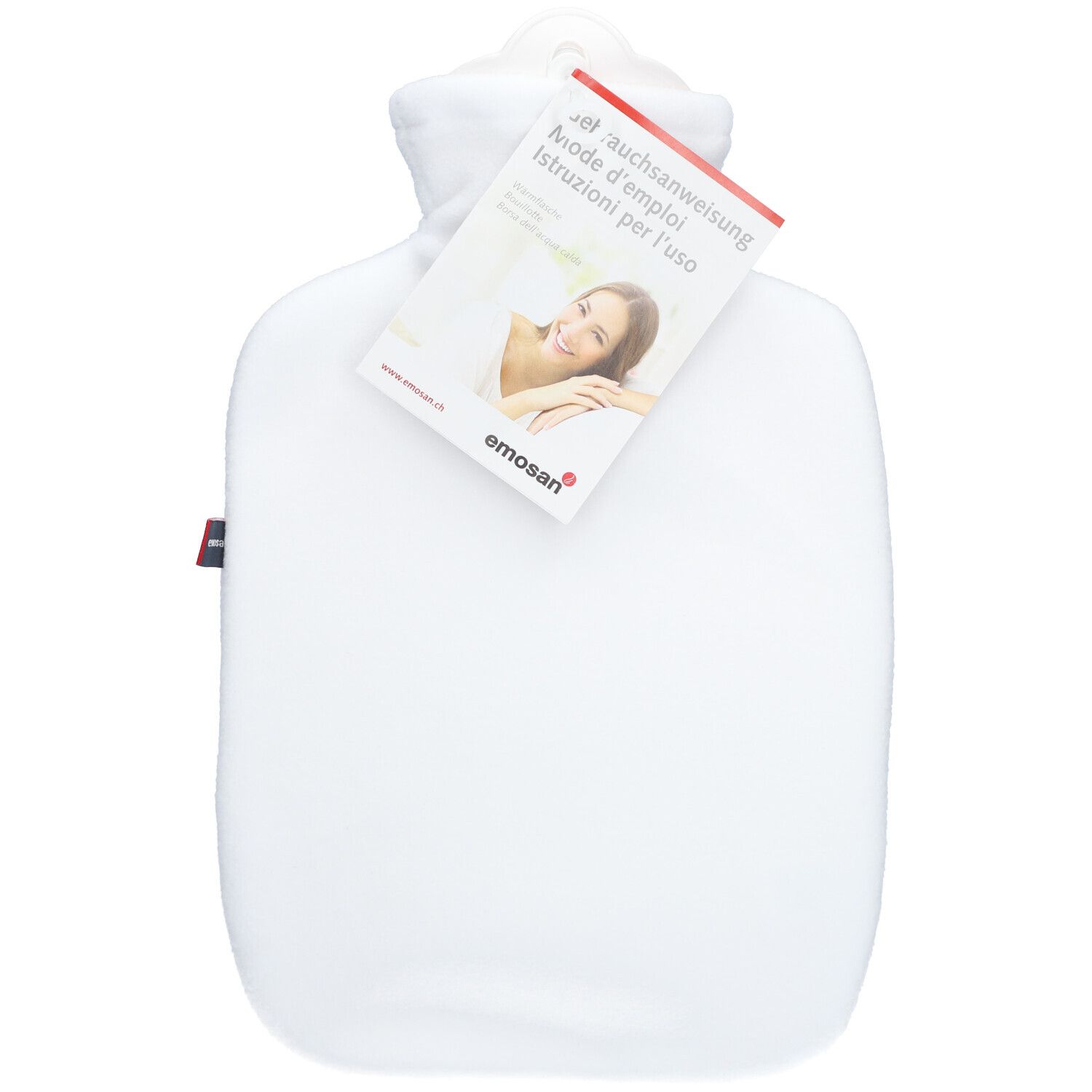 EMOSAN Classic Warmwaterkruik zachte stof wit