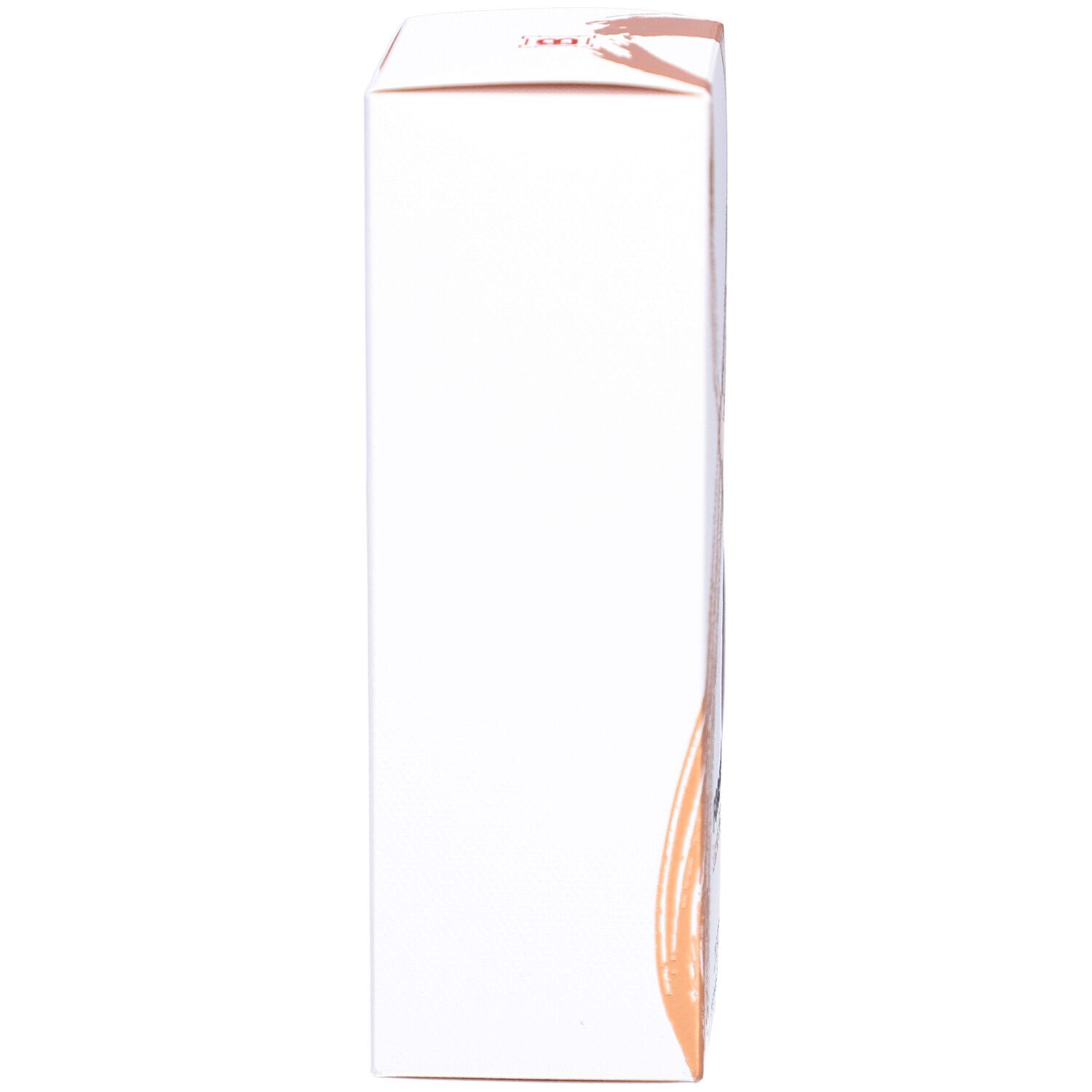 Emballage rectangulaire blanc. Un motif doré est visible sur le côté.