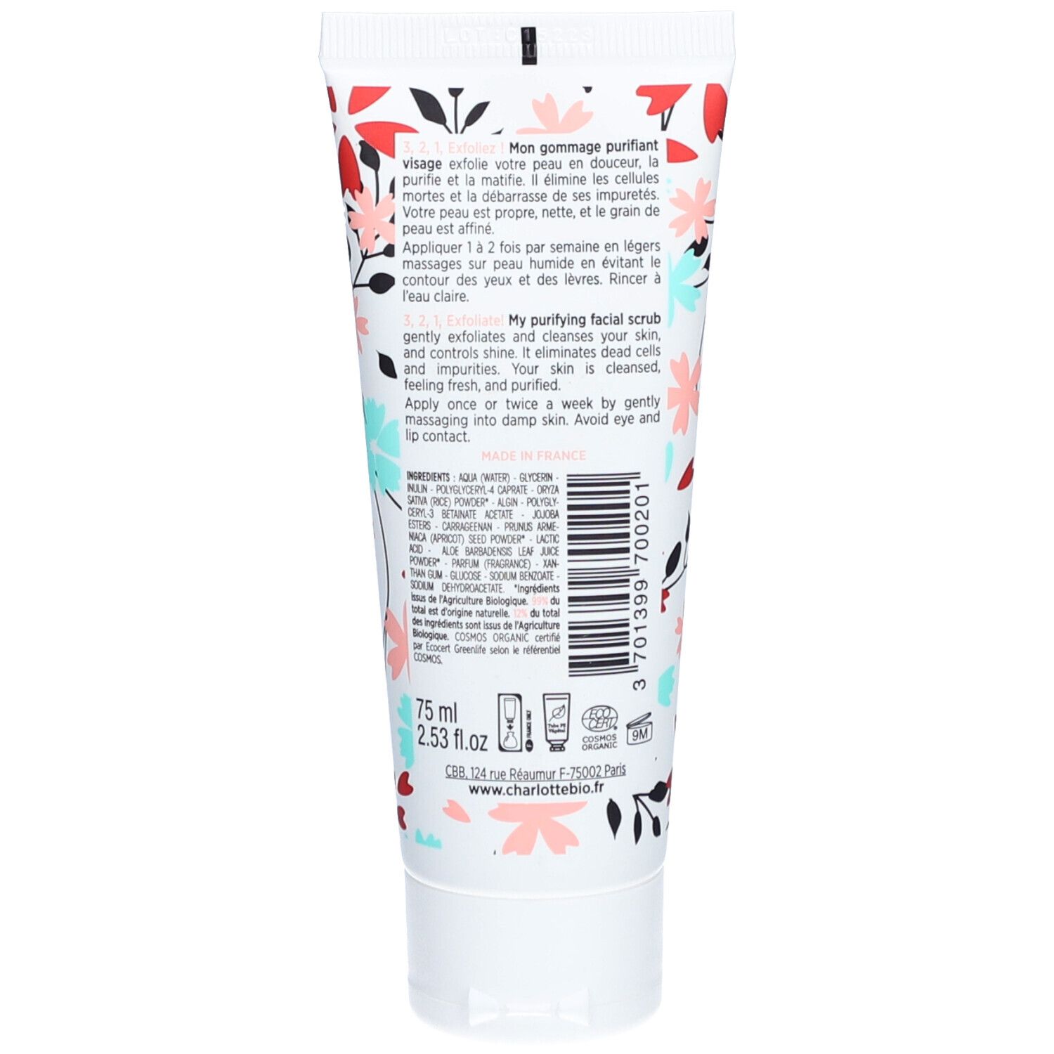 Charlotte Bio Mon gommage visage BIO Exfoliant & Coup d'éclat