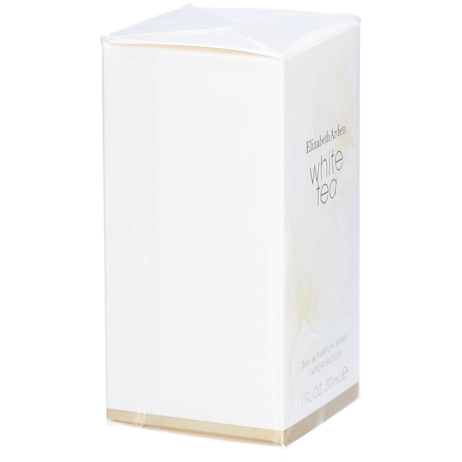 Boîte blanche Elizabeth Arden White Tea. Inscription: Eau de Parfum Spray, 1 FL.OZ. 30 ml e.