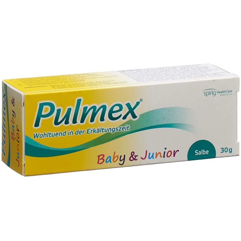 Gele en witte doos met Pulmex Baby & Junior. 30g zalf.