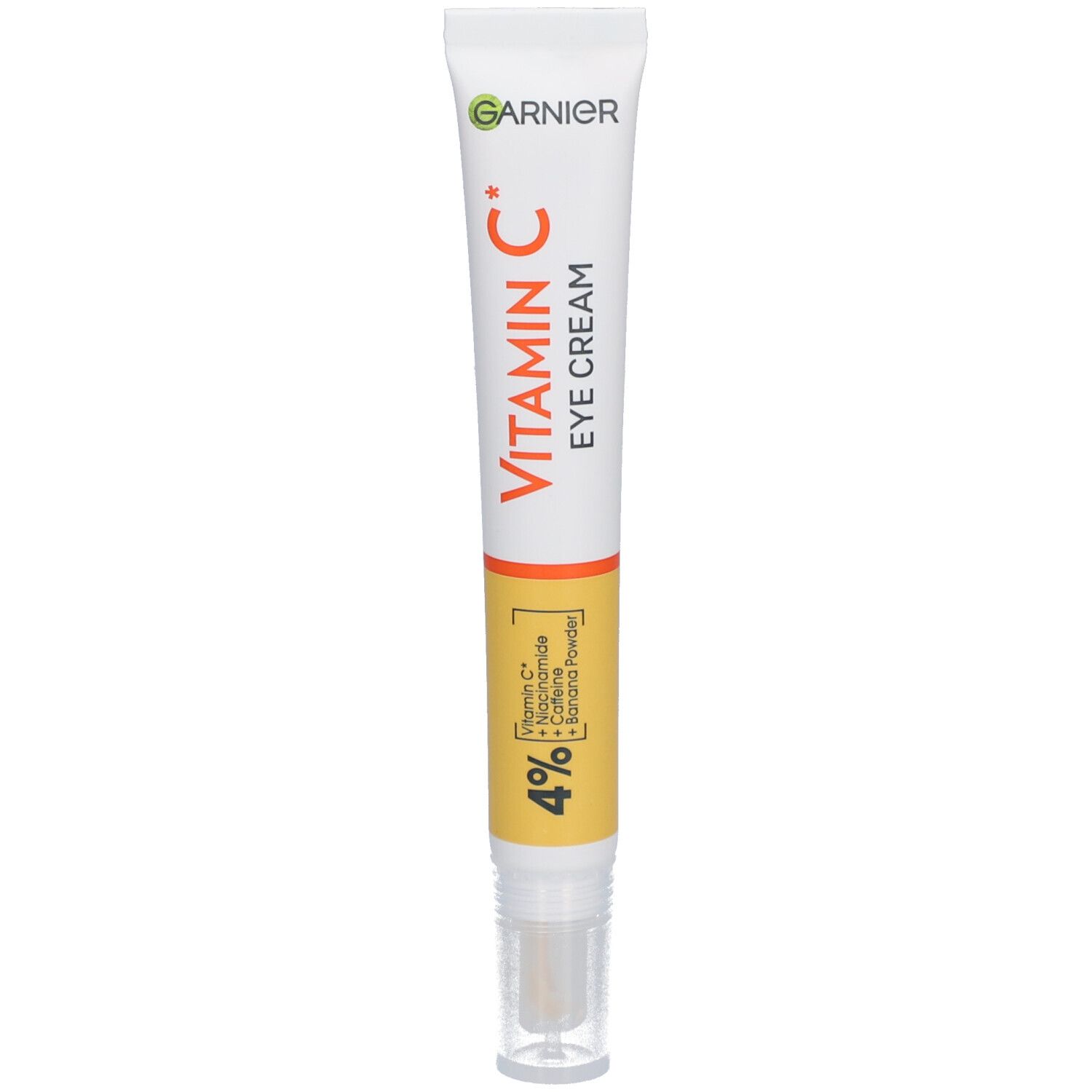 Garnier Vitamin C oogcrème in tube. Bevat 4% actieve ingrediënten. Met roll-on applicator.