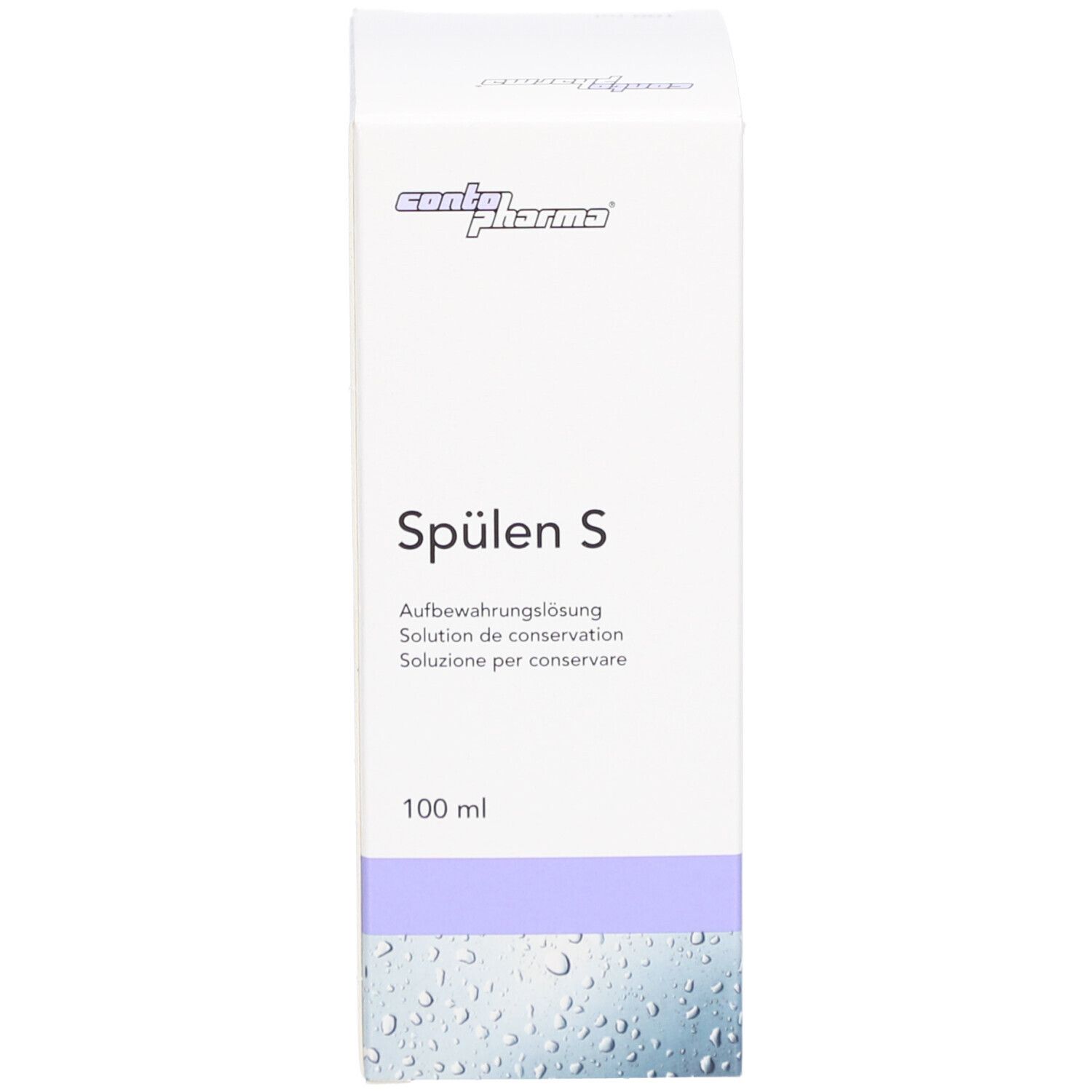 Witte verpakking met Spülen S. 100 ml. contopharma® logo.