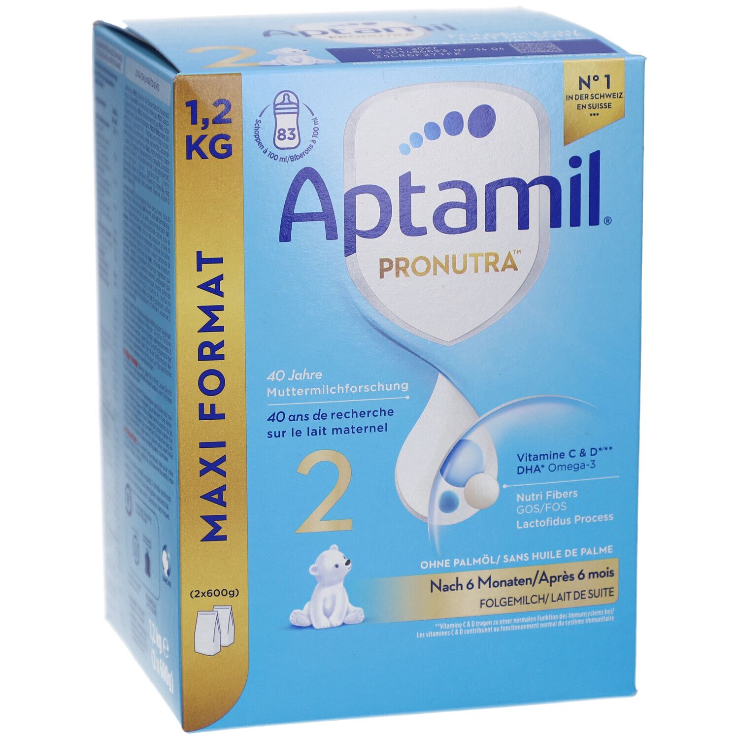 Aptamil Pronutra 2 Maxi Format, 1,2 kg. Lait pour nourrissons à partir de 6 mois.