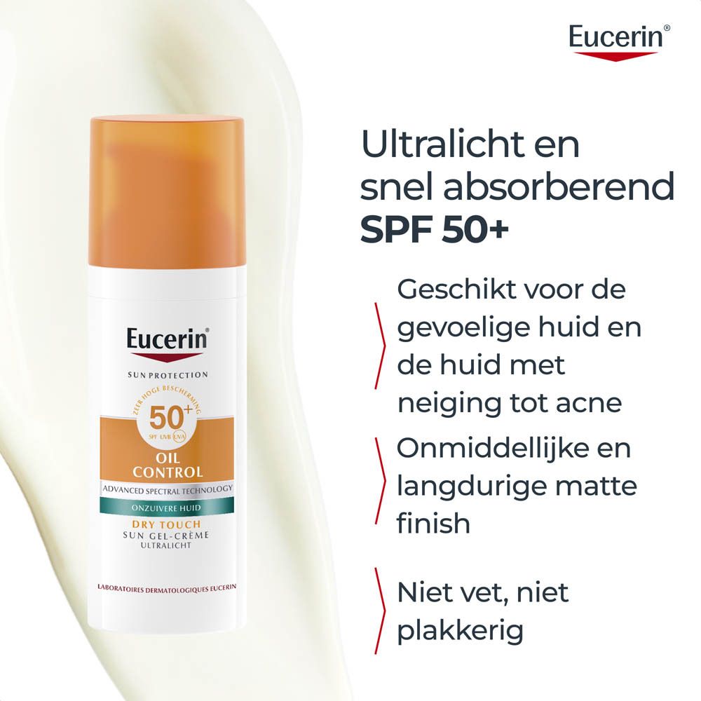 Twee Eucerin Sun Protection Oil Control SPF 50+ flacons.
