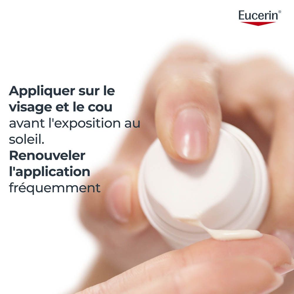 Eucerin Protection Solaire Oil Control SPF 50+ Gel-Crème à côté de trois femmes aux teints variés.