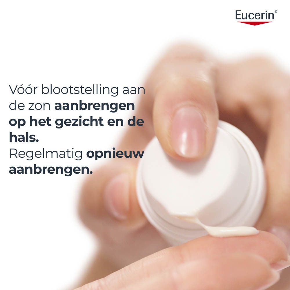 Eucerin Sun Protection Oil Control SPF 50+ Gel-Crème naast drie vrouwen met verschillende huidskleuren.