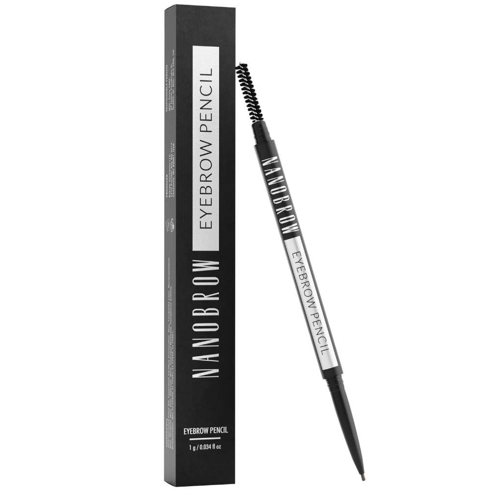 Crayon à sourcils noir avec brosse. Emballage avec logo NANOBROW.