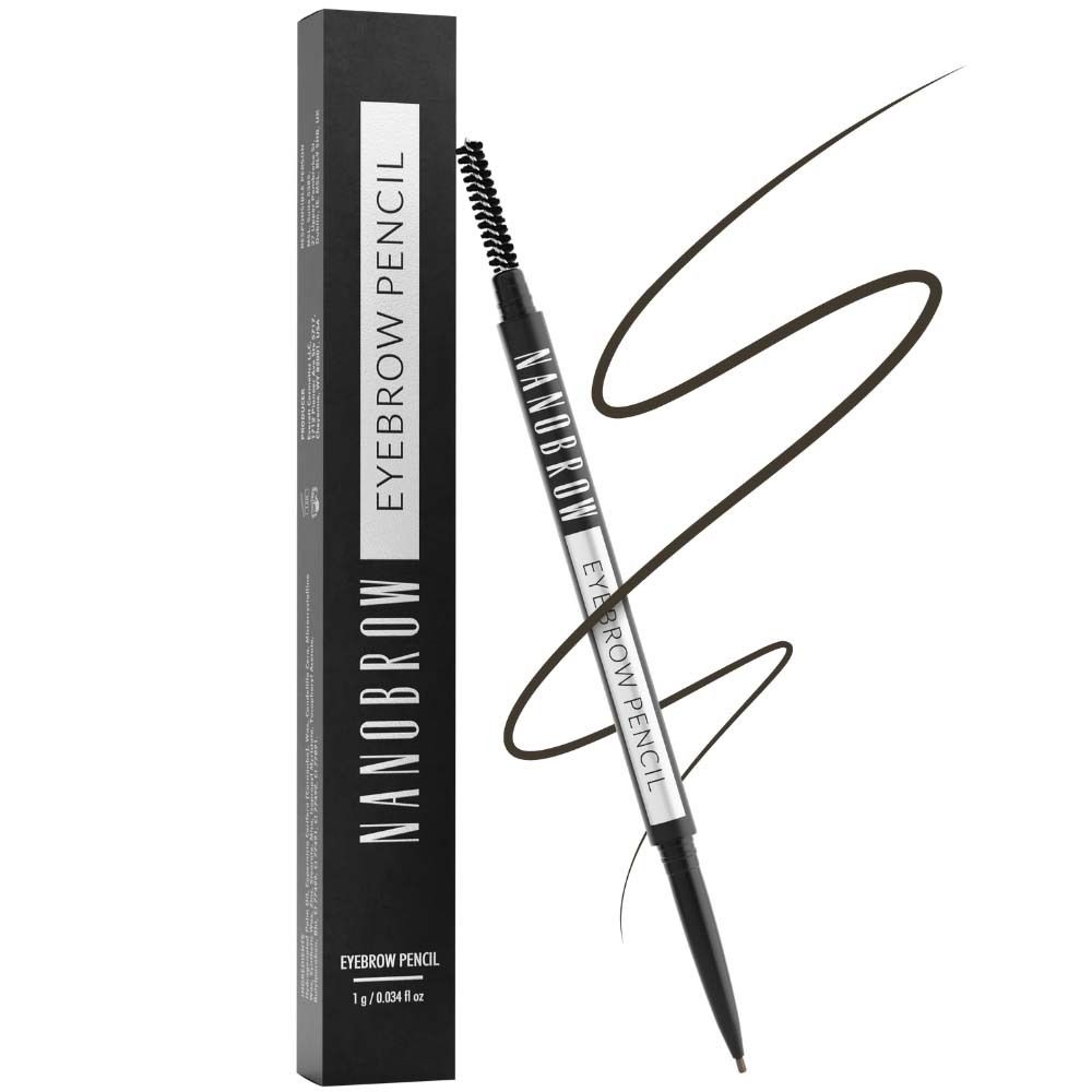 Crayon à sourcils noir avec brosse. Trait de crayon.
