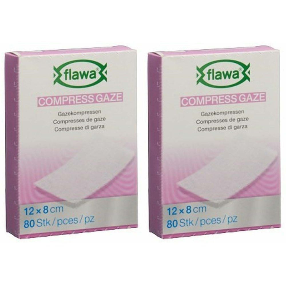 FLAWA Gazekompressen geschn 8x12cm keimred 80 Stk x2