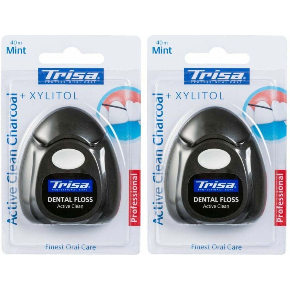 TRISA Flosdraad Active clean charcoal