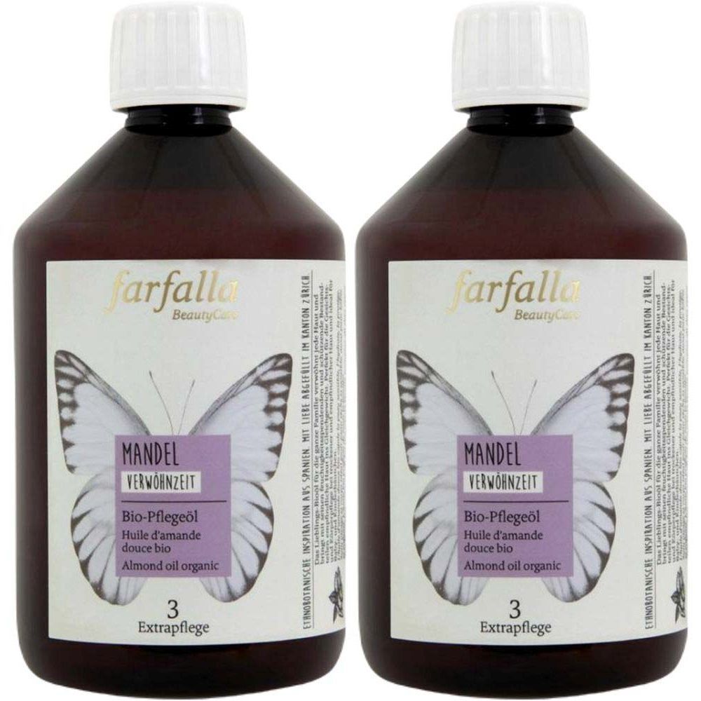 FARFALLA Huile d'Amande douce bio 2x500 ml - Farmaline