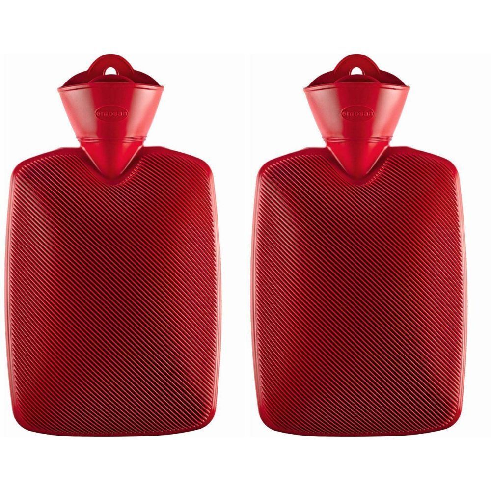 EMOSAN Warmwaterkruik met Halve Lamel Rood