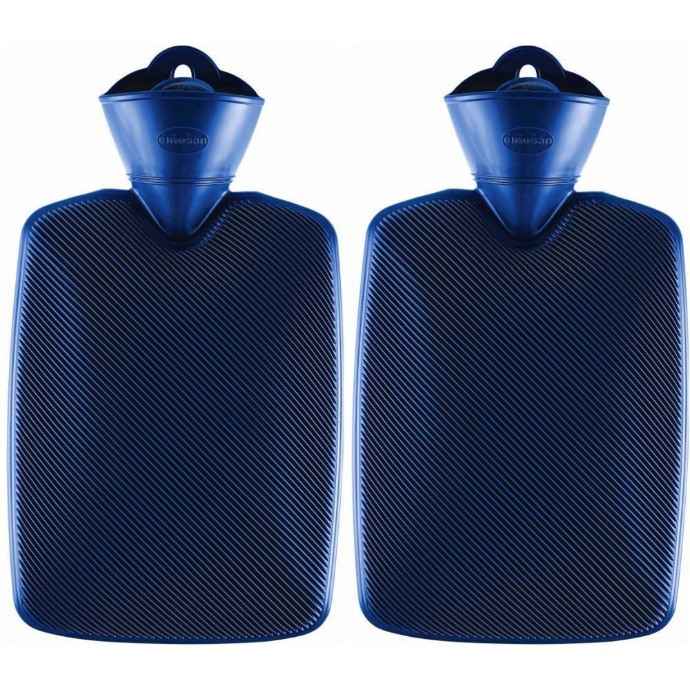 EMOSAN Warmwaterkruik met Halve Lamel Blauw