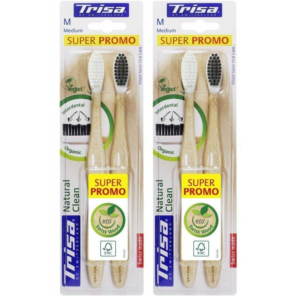 TRISA 2 Brosses à dents médium Natural Clean