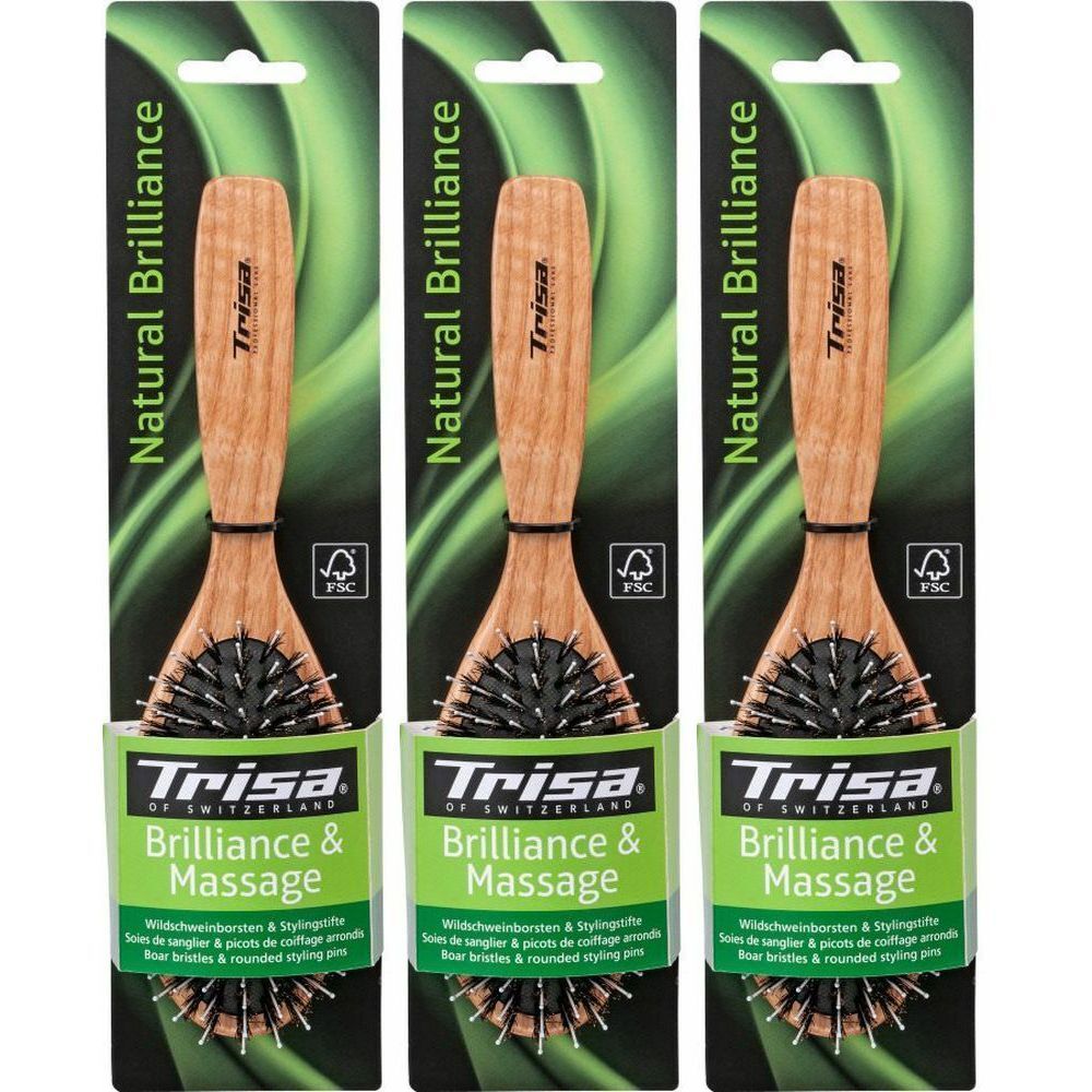 TRISA Natural Brillance Pneumatische borstel van zwijnenhaar