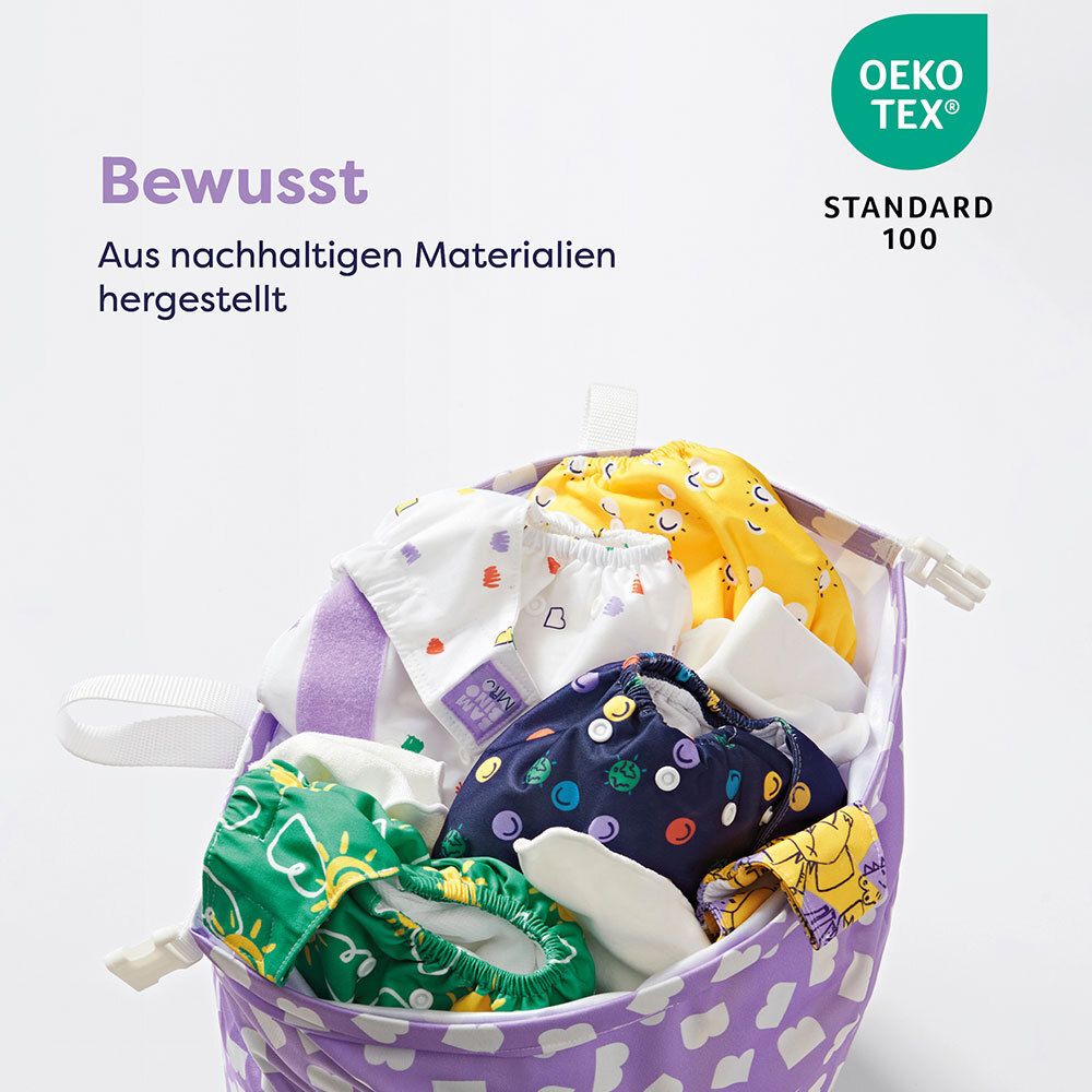 Open tas met luiers. Oeko-Tex Standard 100 certificering.