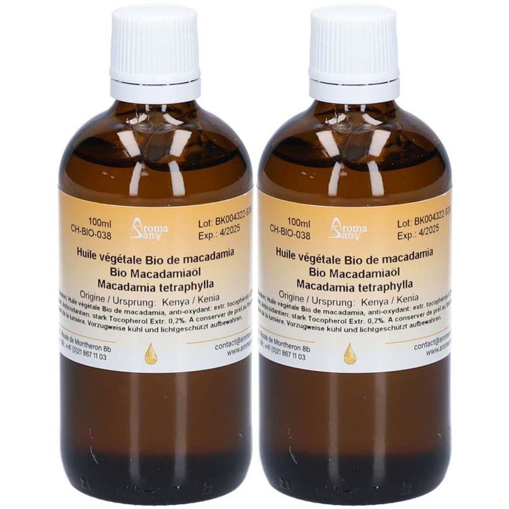 Huile végétale de macadamia bio Aromasan