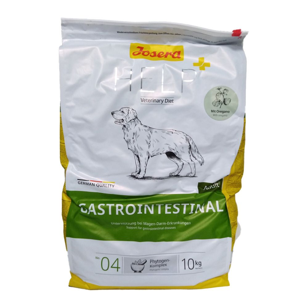 Sac de nourriture pour chiens Josera Help Gastrointestinal. Inscription : Gastrointestinal, 10 kg, complexe phyto, avec origan.