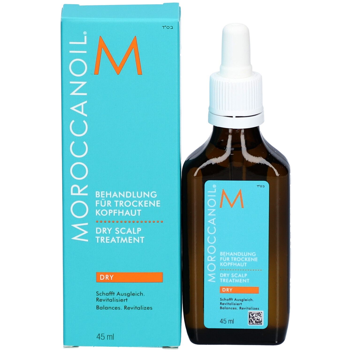 Productfles en doos. Fles bruin, label turquoise. Doos turquoise met logo en productnaam.