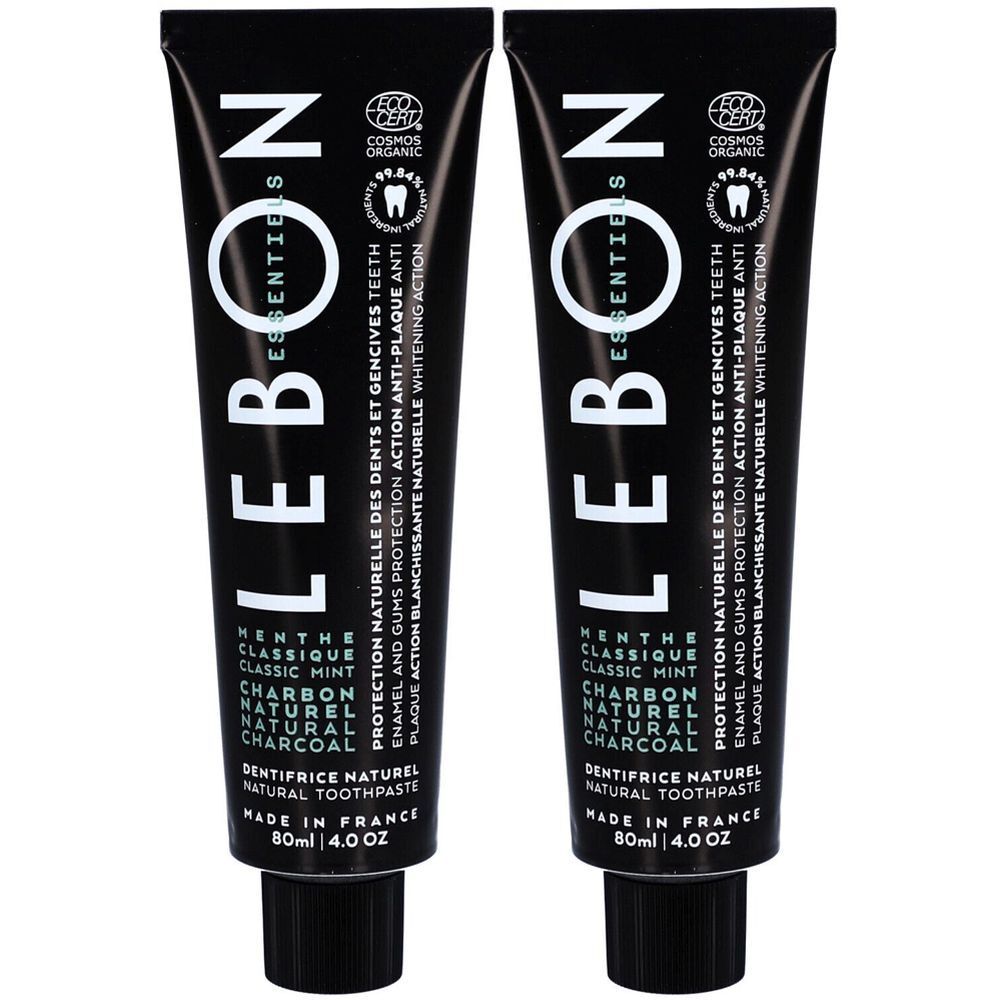 Lebon Essentiels Dentifrice Naturel Menthe Classique & Charbon Naturel