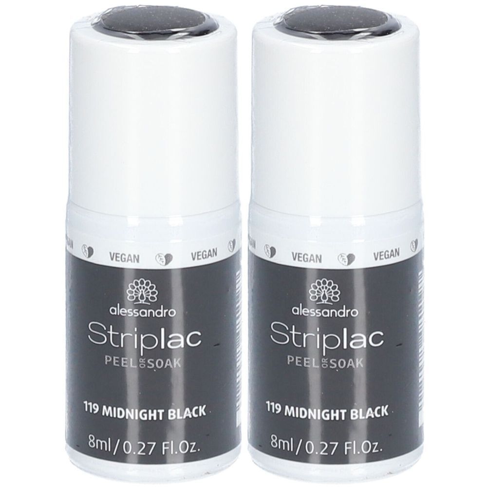 ALESSANDRO Striplac Vegan - Peel or Soak Nagellak N°119 Midnight Black