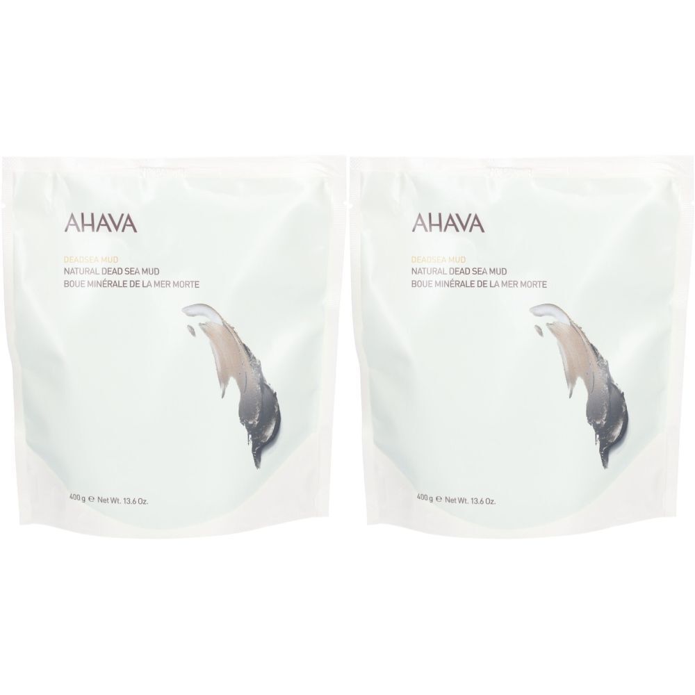 Twee zakken met AHAVA, Dode Zeemodder. Grijze illustratie.