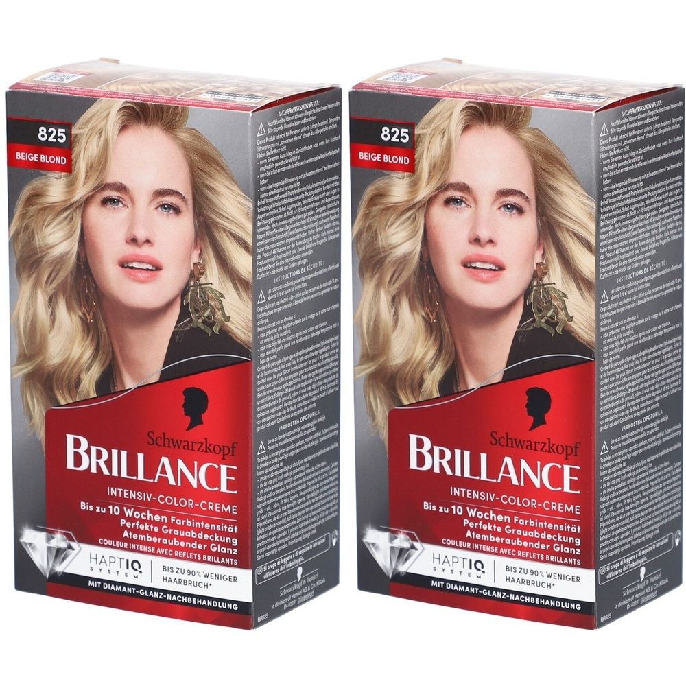 Schwarzkopf® Brillance 825 Beige Blond - Couleur intense avec double éclat diamant