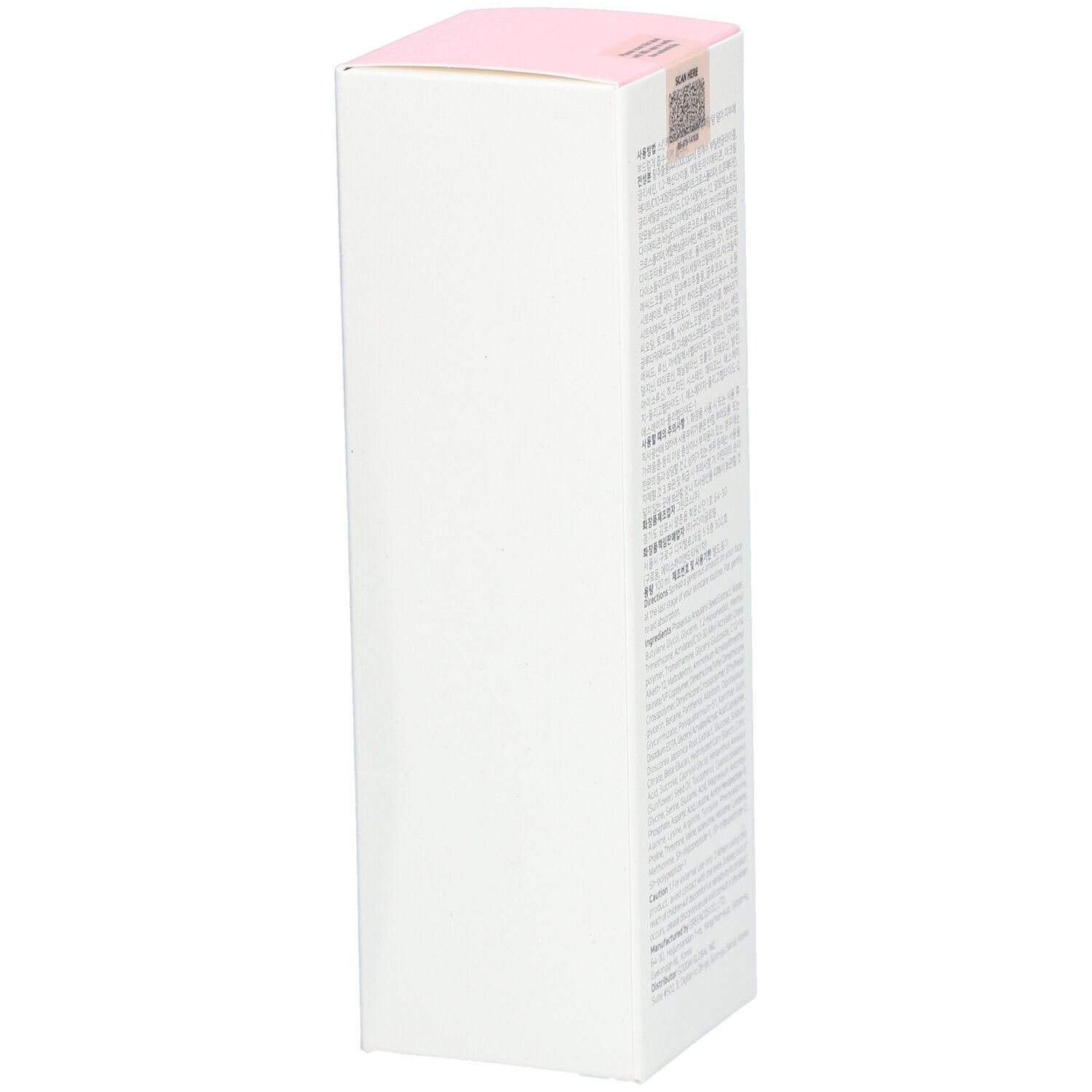 Dos de la boîte avec texte en coréen. Logo FSC.