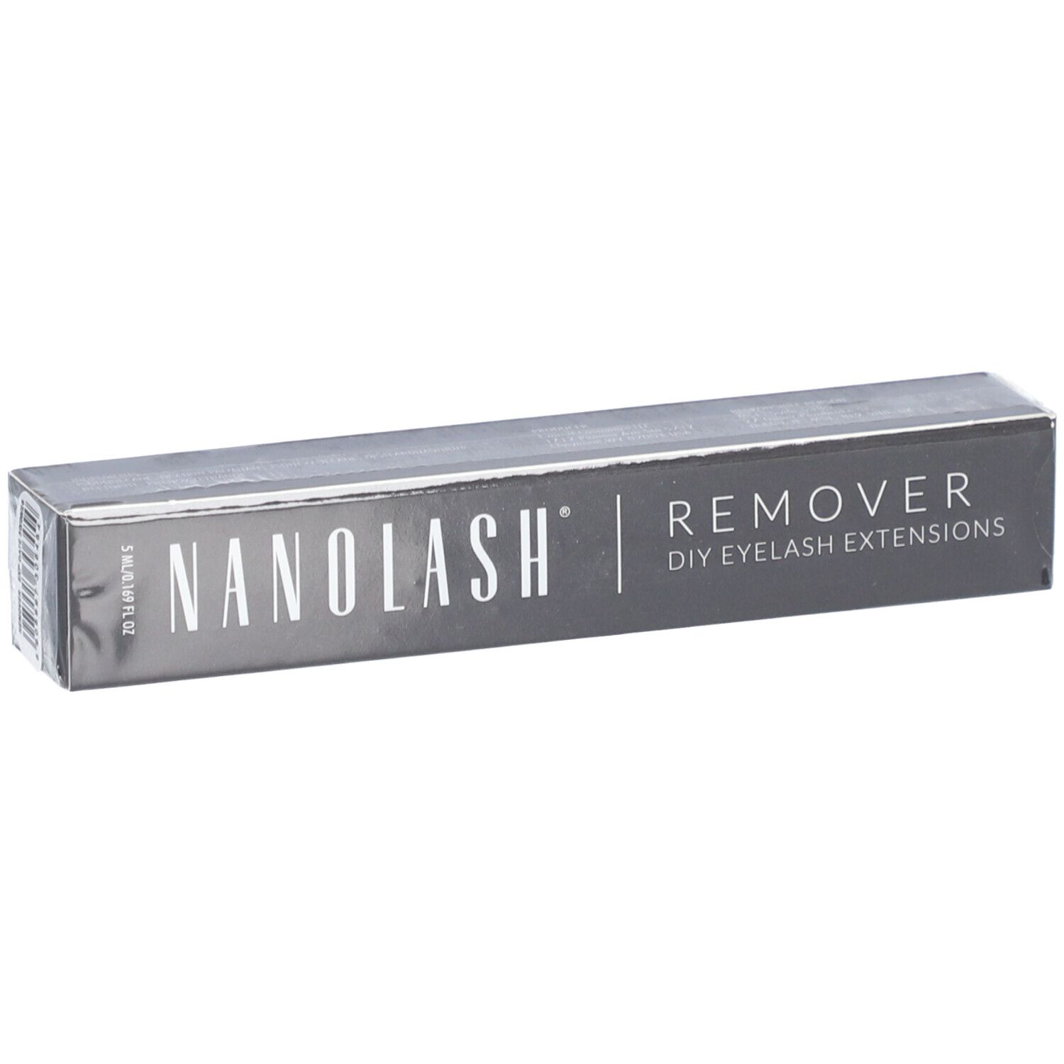 Grijze doos met "NANOLASH REMOVER DIY EYELASH EXTENSIONS".