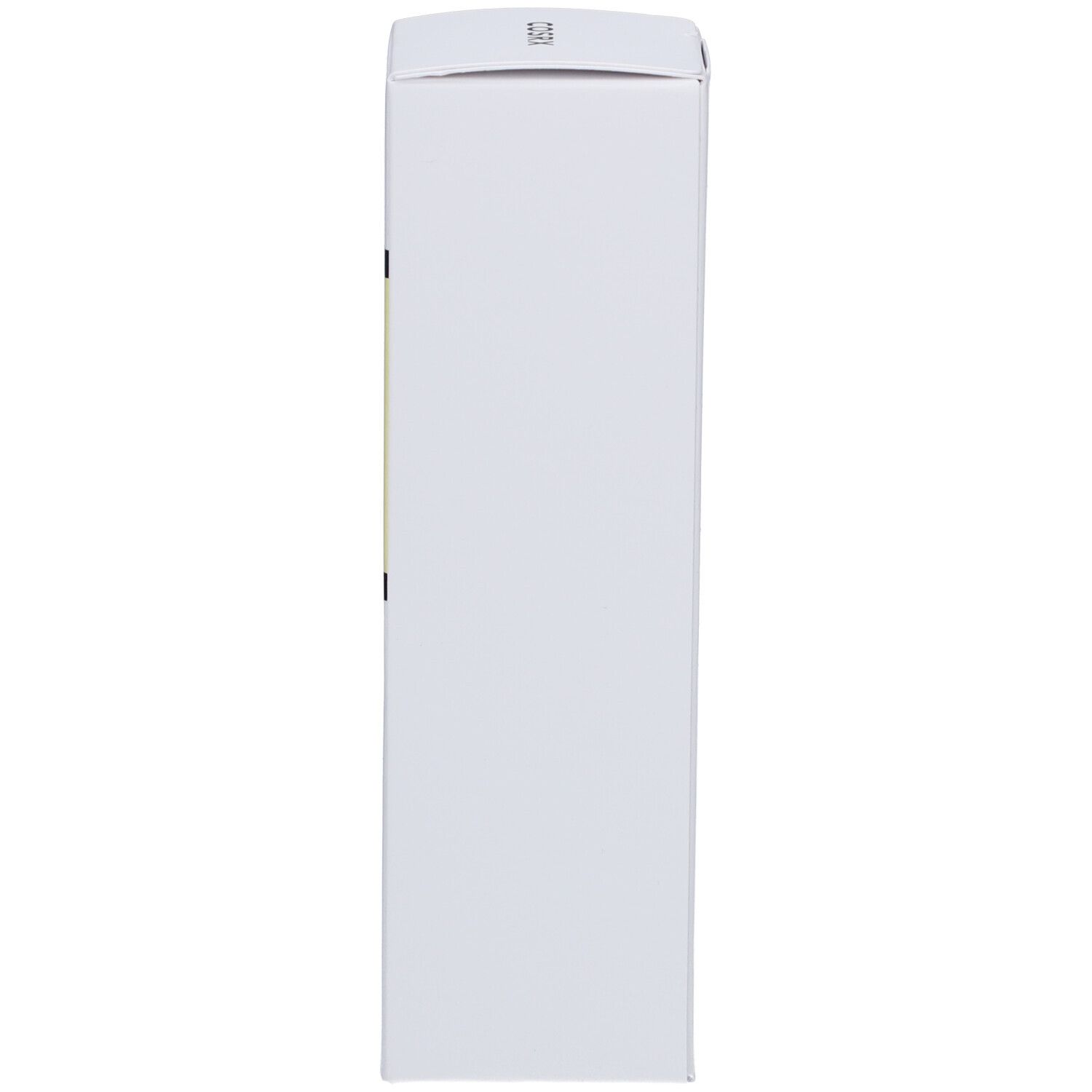 Emballage blanc. Côté avec texte et logos. Logo FSC.