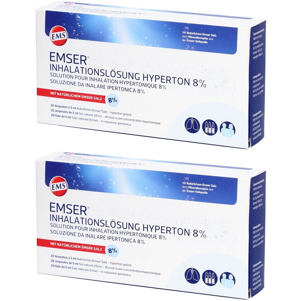 EMSER Inhalationslösung 8 % hyperton 20 Amp 5 ml x2