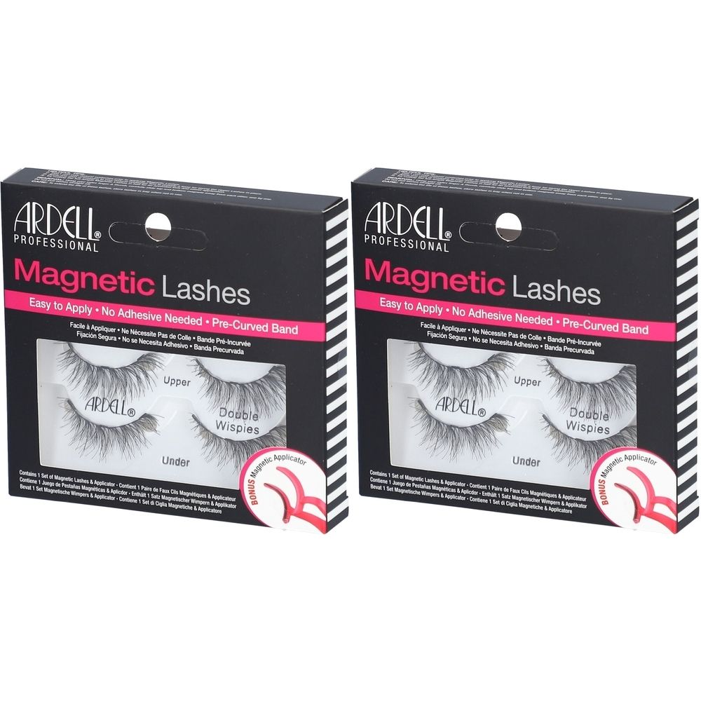 Deux boîtes noires avec des cils. Inscription : ARDELL PROFESSIONAL Magnetic Lashes. Contient deux paires de cils.