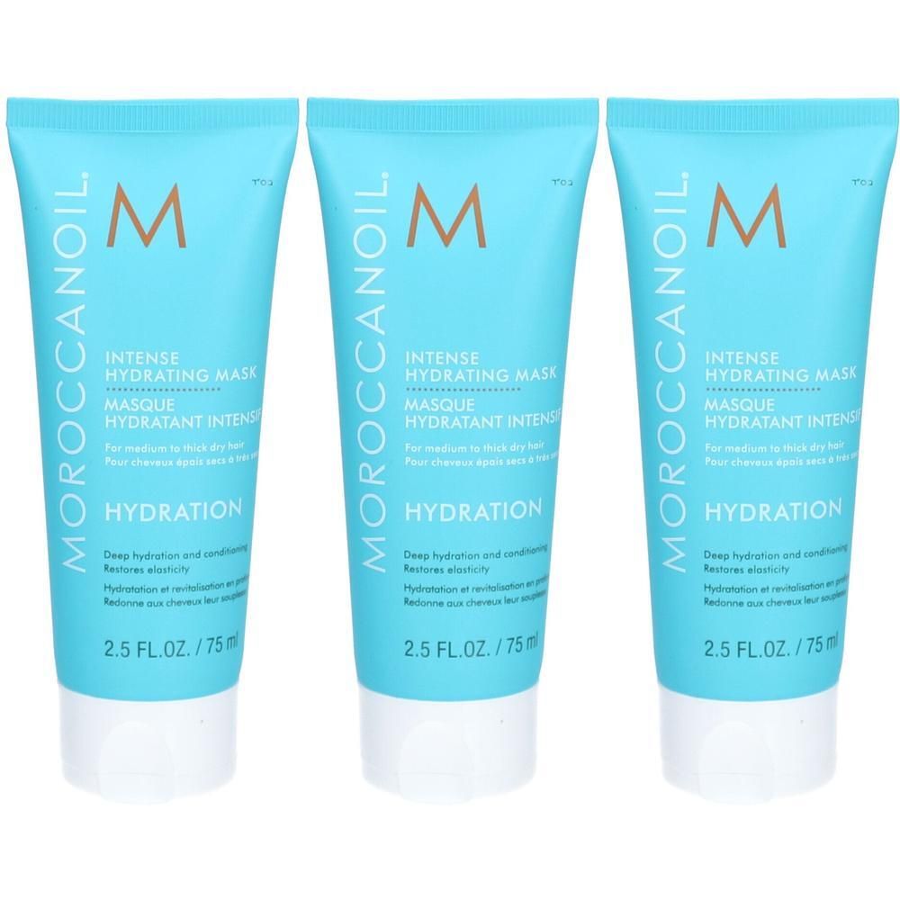 Drie Moroccanoil Intense Hydrating Mask tubes, 75ml.