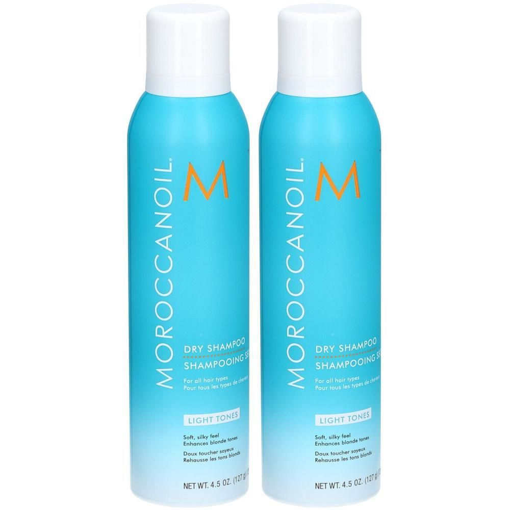 Deux bouteilles de shampooing sec Moroccanoil pour tons clairs, 4,5 oz.