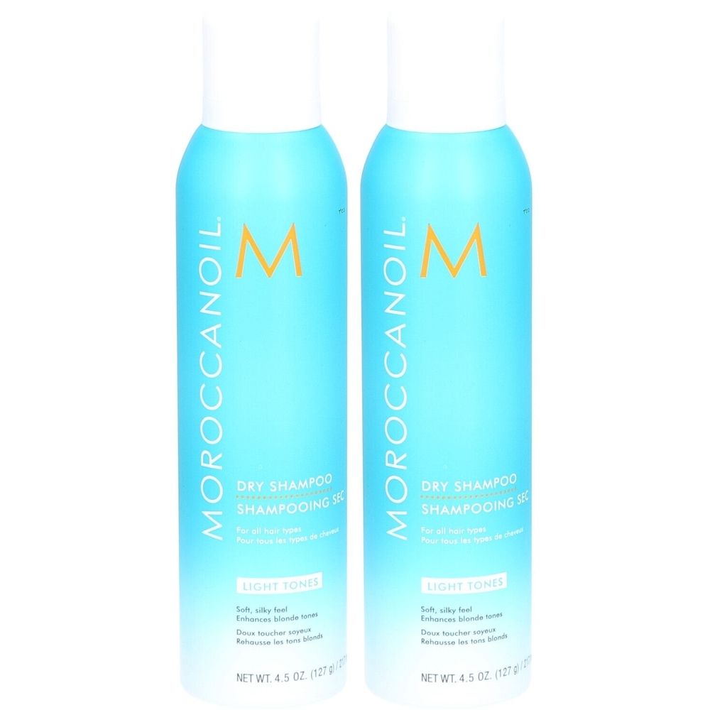 Deux bouteilles de shampooing sec Moroccanoil pour tons clairs, 4,5 oz.