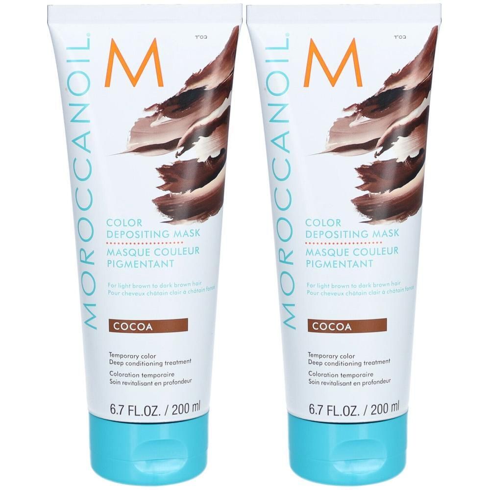 Twee Moroccanoil pigmentkleurmaskers, Cacao, 200 ml.